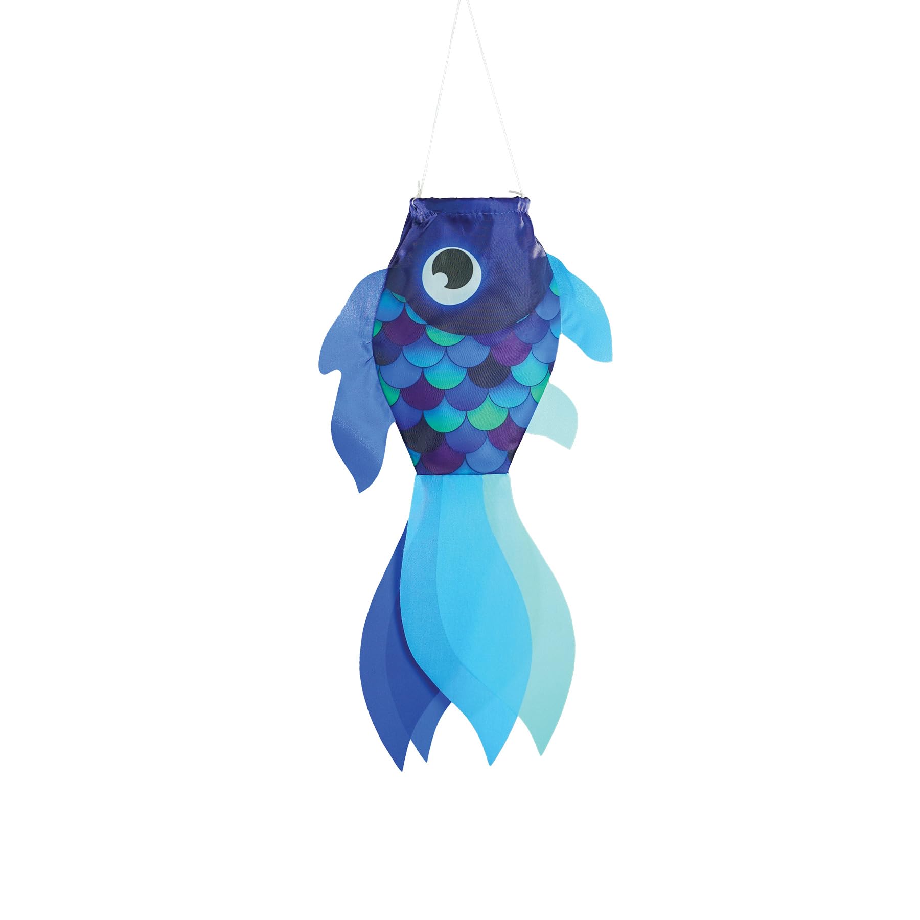 In The Breeze 5218 - 15-Inch Cool Damsel Fish Windsock - Colorful Blue Fishsock Hanging Garden D  Cor With Detailed Printed Grap