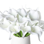 Duhouse 20Pcs Artificial Calla Lily Flower Real Touch Latex Flowers For Diy Wedding Bouquet Party Home Decor (Pure White)