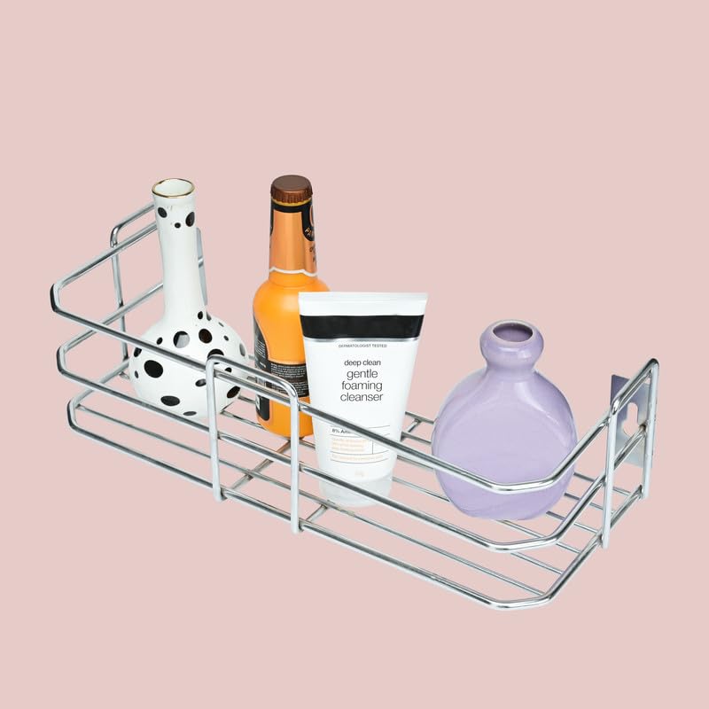 MOTIQO Stainless Steel Bathroom Shelf for Wall, Bathroom Rack, Wall Mount Rack for Kitchen, Bathroom Accessories and Organizer (