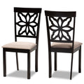 Baxton Studio Samwell Modern and Contemporary Sand Fabric Upholstered and Dark Brown Finished Wood 2-Piece Dining Chair Set