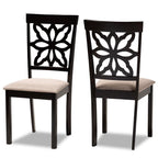 Baxton Studio Samwell Modern and Contemporary Sand Fabric Upholstered and Dark Brown Finished Wood 2-Piece Dining Chair Set