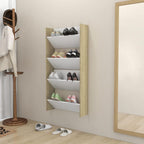 vidaXL Wall Shoe Cabinets 2 pcs White&Sonoma Oak 23.6"x7.1"x23.6" Engineered Wood