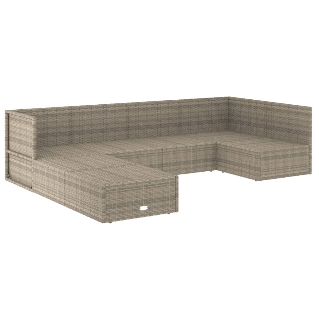 vidaXL 7-Piece Patio Lounge Set - Weather-Resistant Gray Poly Rattan, Comfortable Thick Cushions, Adjustable Corner Sofa, Versatile Modular Design, Steel Powder-Coated Frame