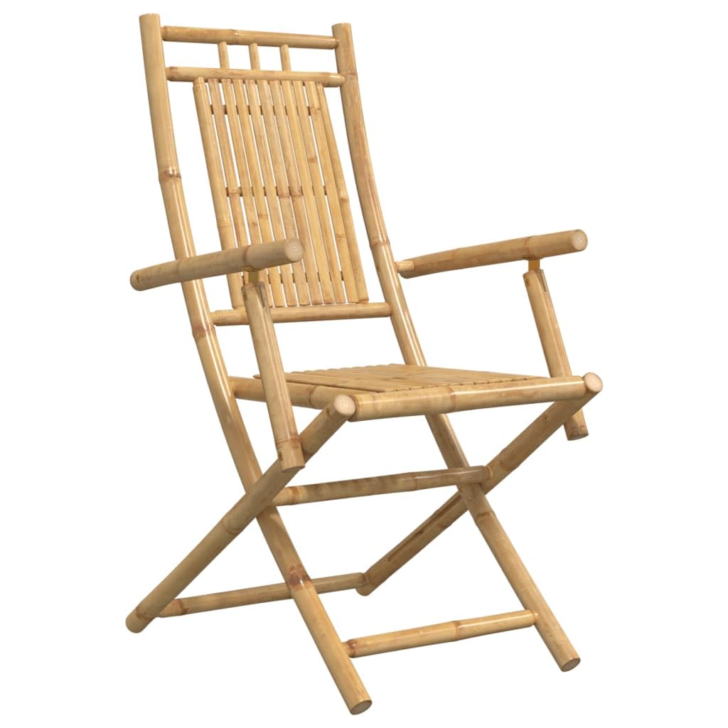 vidaXL Bamboo Folding Patio Chairs - Outdoor Garden Deck Seating, 2 PCS, Brown, 20.9 x 26 x 39”, Water-Resistant, Foldable