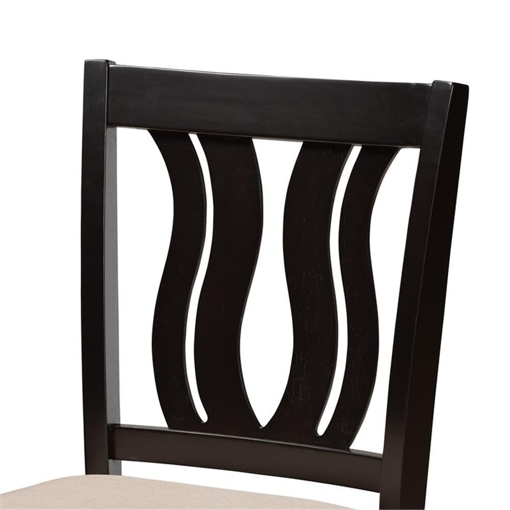 Baxton Studio Fenton Modern and Contemporary Transitional Sand Fabric Upholstered and Dark Brown Finished Wood 2-Piece Counter Stool Set