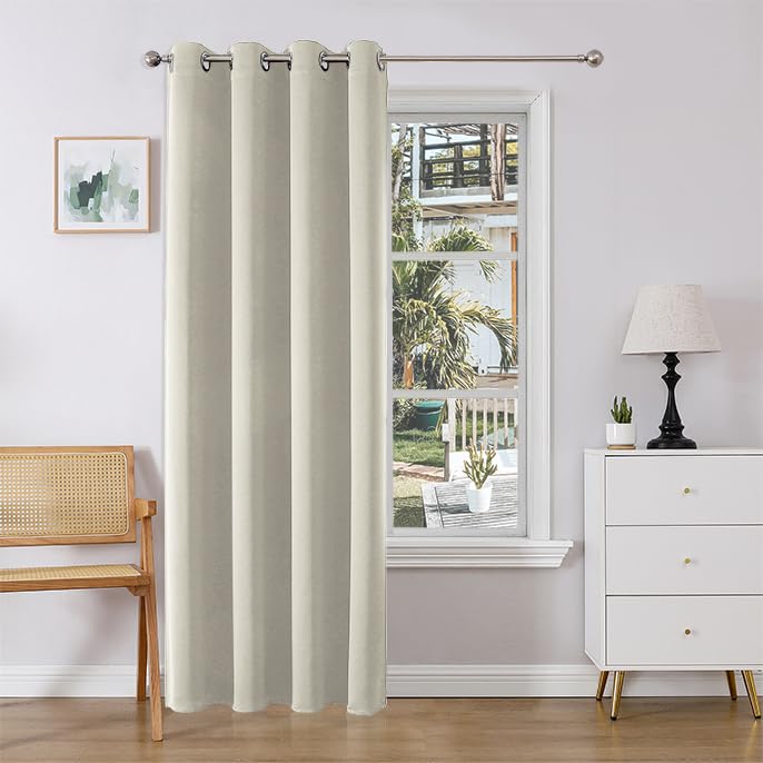 Joydeco Blackout Curtains 90 Inch Length 1 Panel Set, Thermal Insulated Long Curtains& Drapes, Room Darkening Grommet Curtains F