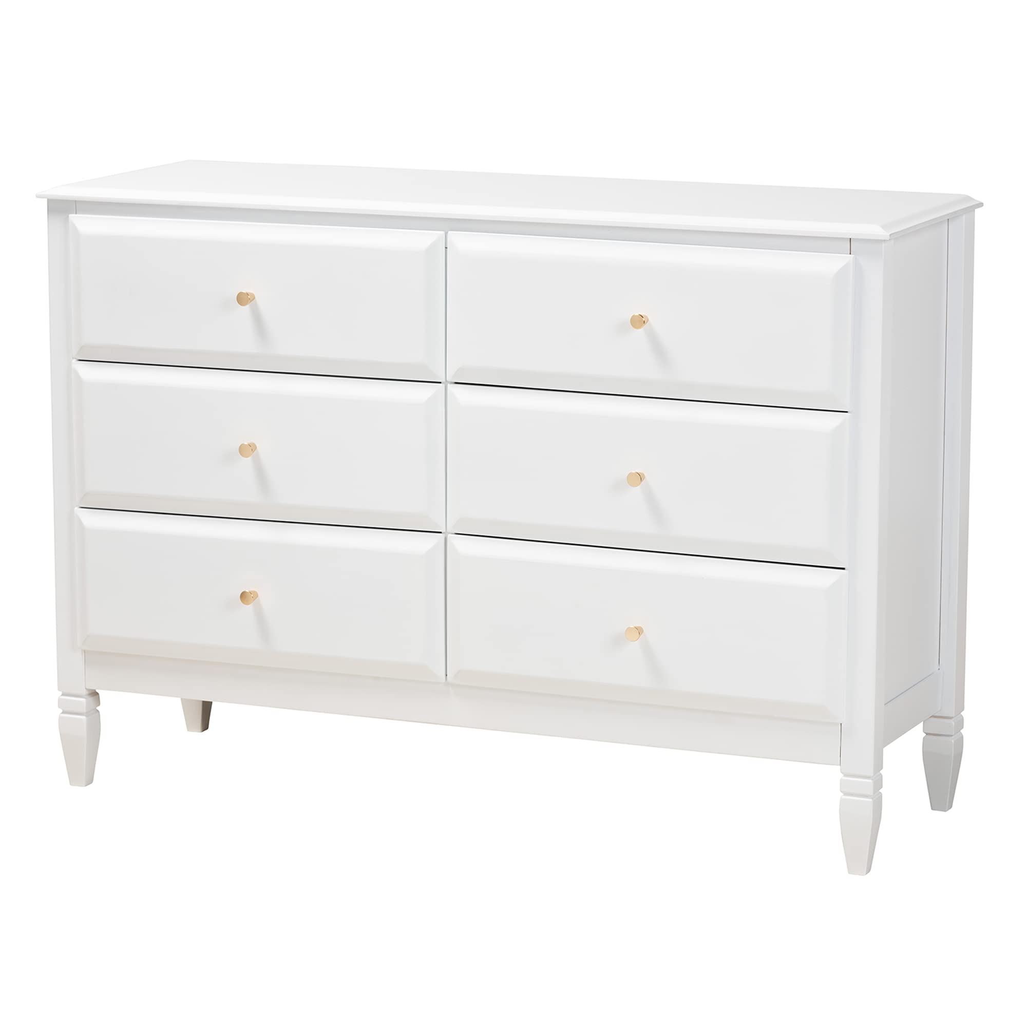 Baxton Studio Elise Bedroom Set, Full, White/Gold