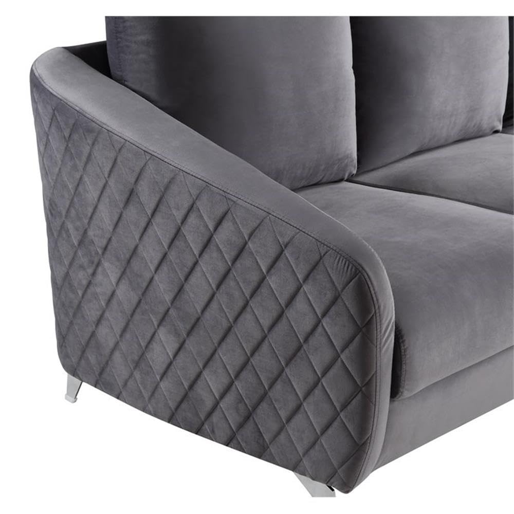 Lilola Home Sofia Gray Velvet Modern Chic Accent Armchair