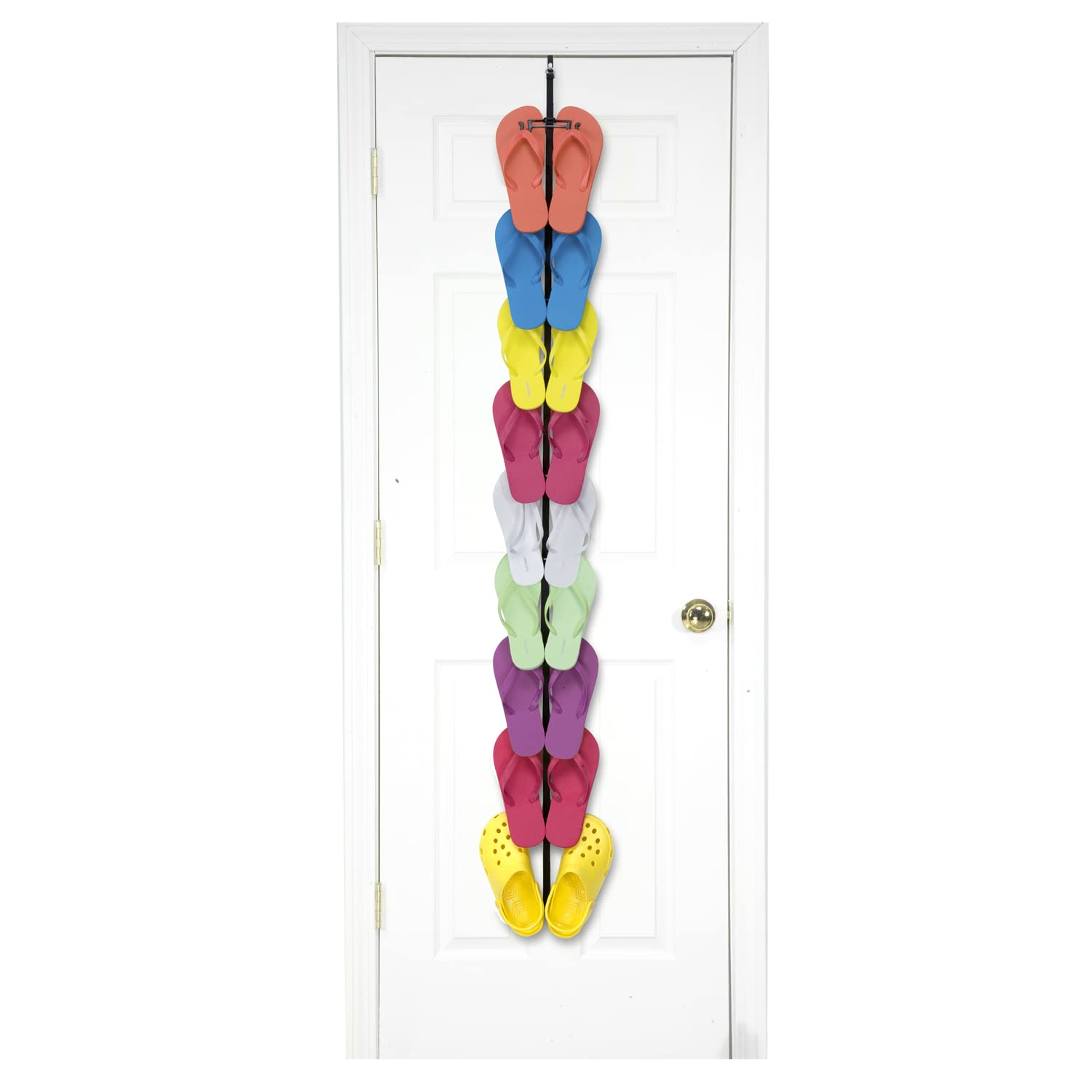 Perfect Curve Flip Flop Rack Organizer | Holds 9 Pairs | Over Door Organizer | Space Saving Shoe Rack | Adjustable Hooks | Organ