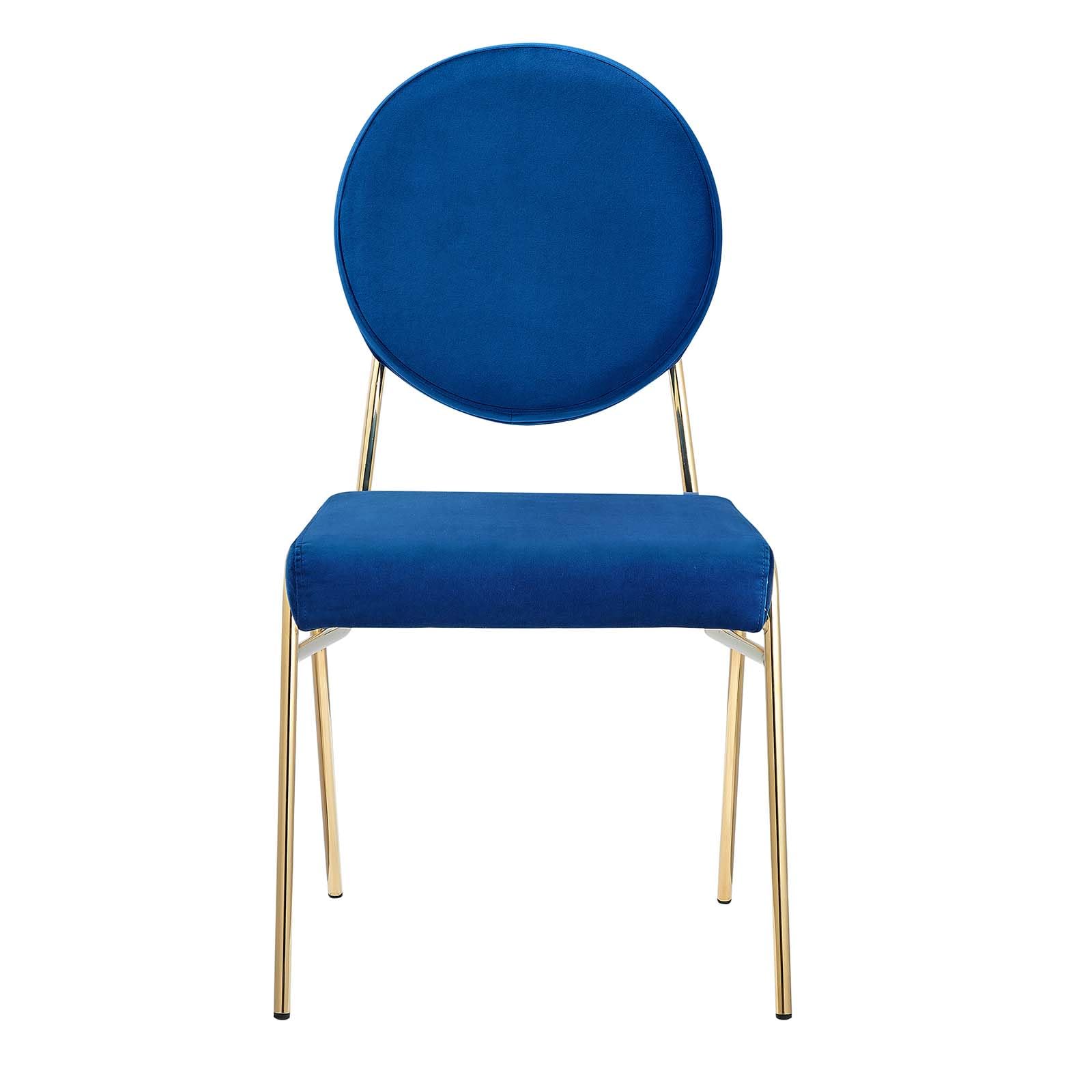 Modway Craft Performance Velvet Upholstered Side Dining Chair in Gold Navy