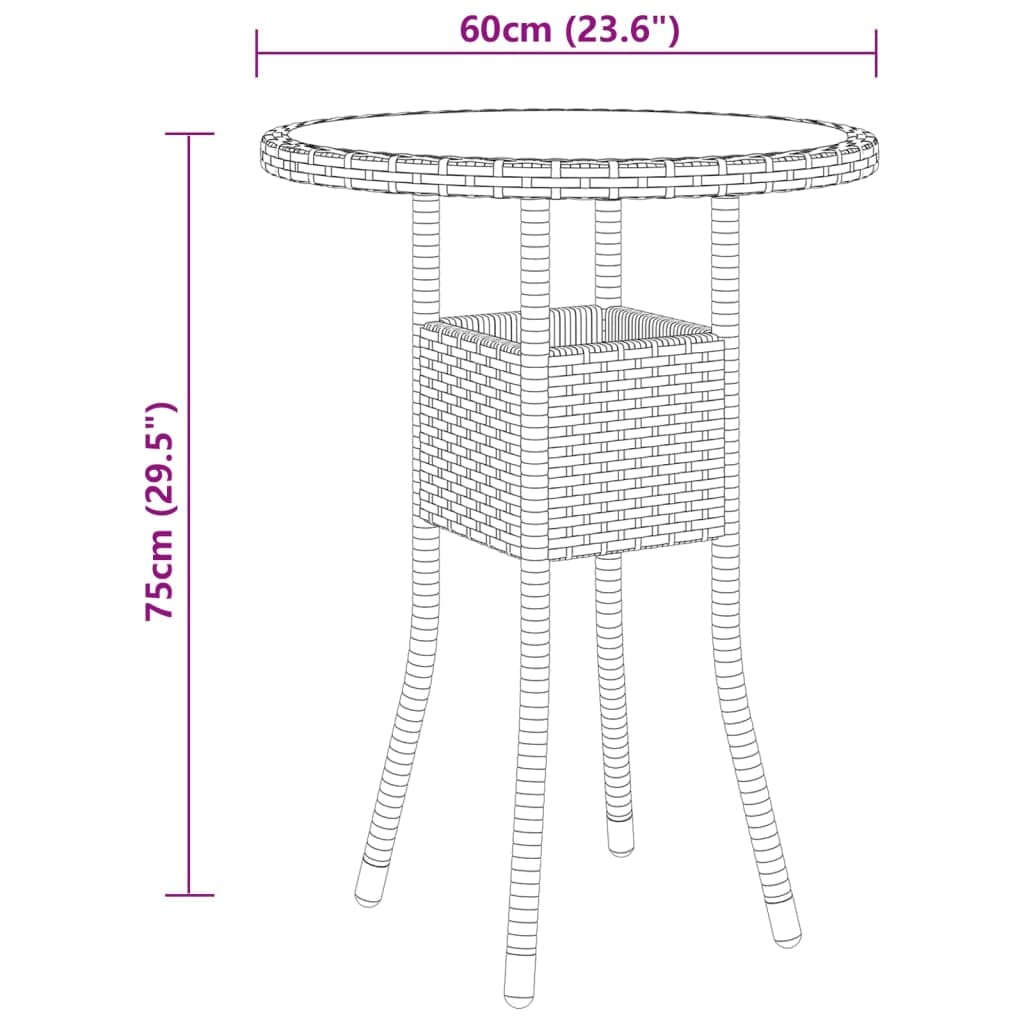 vidaXL 3 Piece Patio Dining Set Poly Rattan Brown
