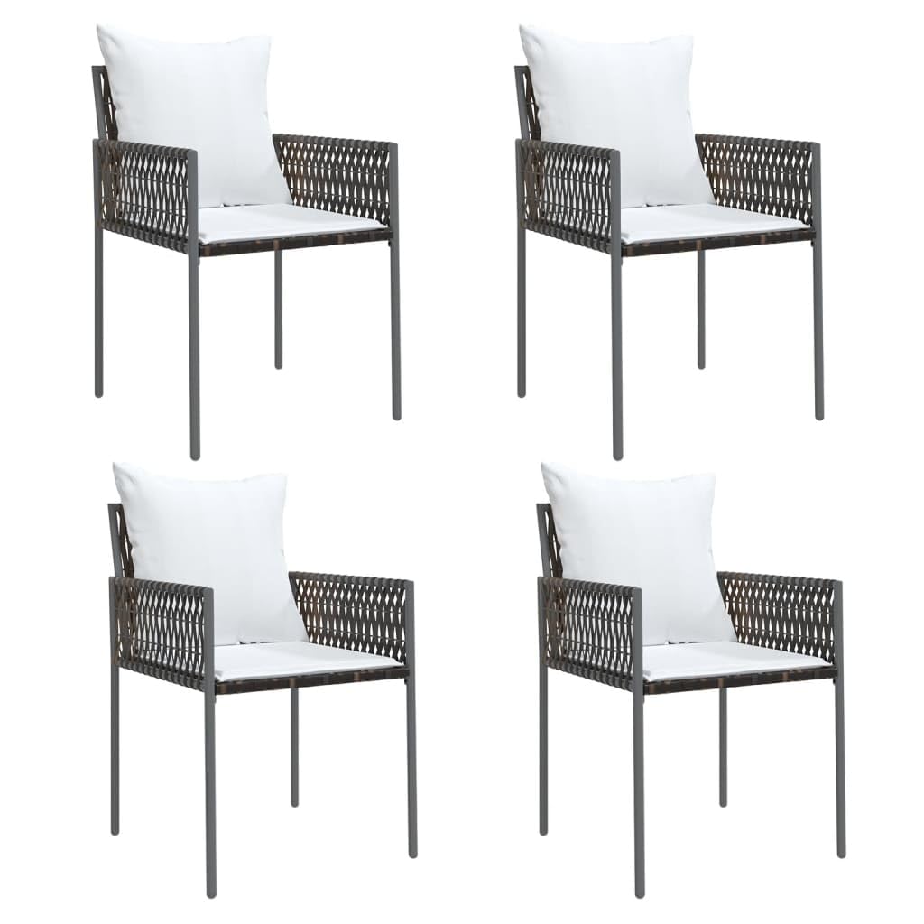 vidaXL 7 Piece Patio Dining Set with Cushions - Weather-Resistant Poly Rattan and Sturdy Steel Frame - Comfortable Chair Seating and Glass Tabletop