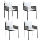 vidaXL 7 Piece Patio Dining Set with Cushions - Weather-Resistant Poly Rattan and Sturdy Steel Frame - Comfortable Chair Seating and Glass Tabletop