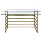 Acme Shona Glass Rectangular Top 1-Shelf Desk in Antique Gold and Clear