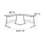 Flash Furniture Ginny L-Shaped Desk 83.5" Computer Corner Desk, Gaming Corner Desk, Home Office Corner Desk, Gaming Desk, Space Saving, Easy to Assemble, Clear