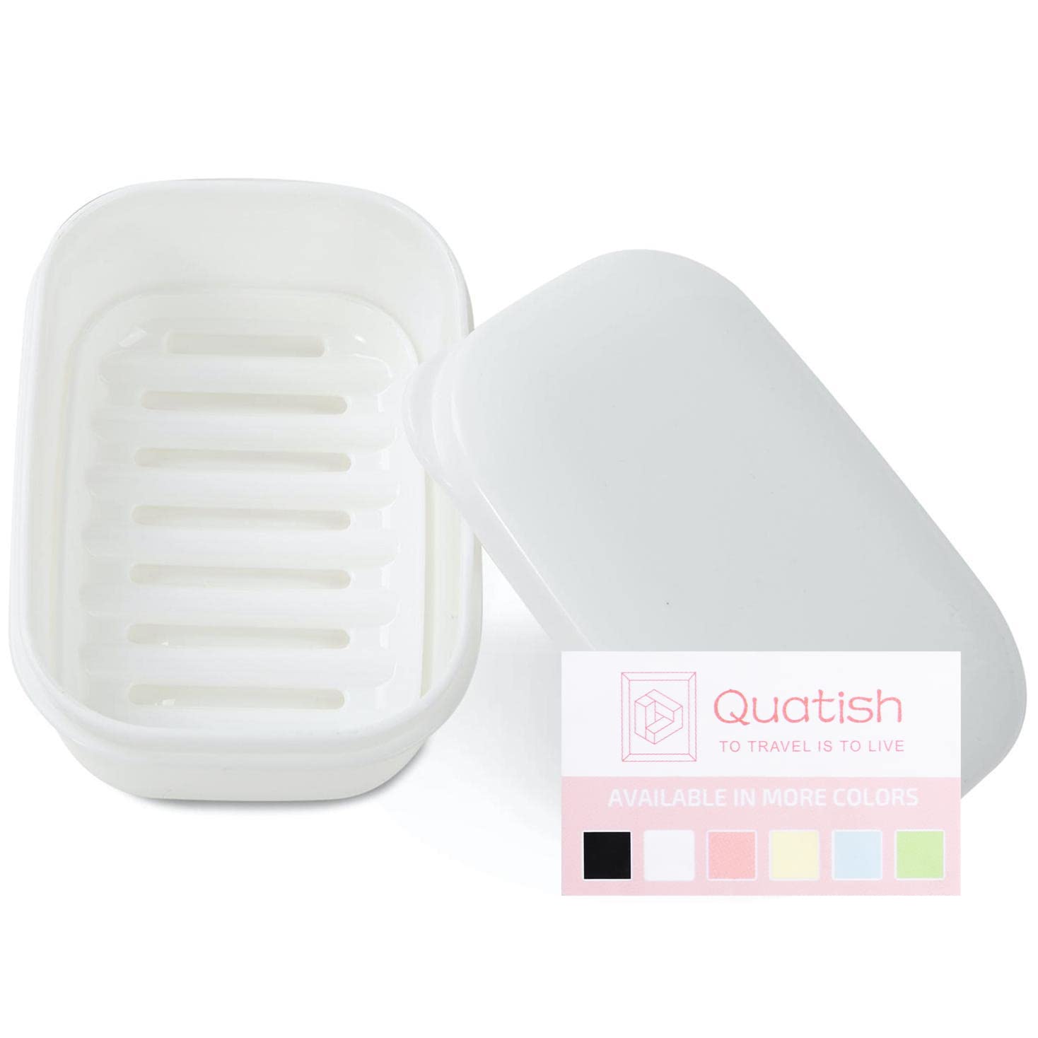 Quatish Soap Holder 1 Pack, Travel Soap Container with Lid, Travel Size Toiletries, Portable Bar Soap Holder, Leakproof Soap Box