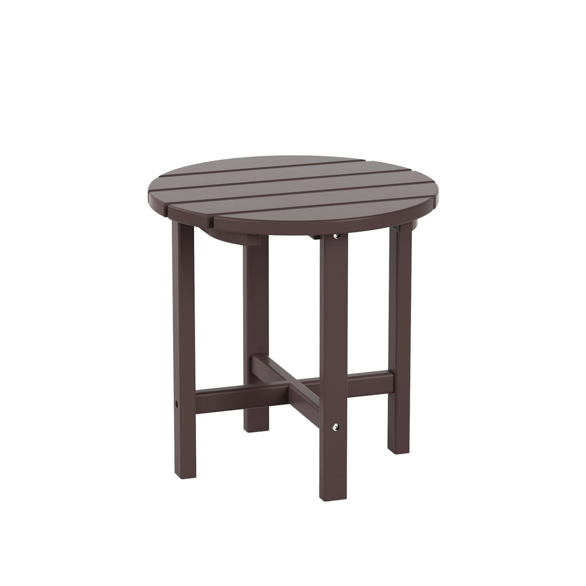 Costaelm Round Outdoor Side Tables, Adirondack Patio Tables For Outside, Hdpe Patio End Table Weather Resistant, Balcony Table For Pool, Seaside, Backyard, Porch, Indoor Companion, Dark Brown