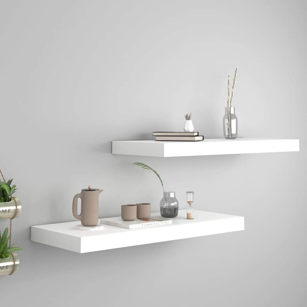 vidaXL 2 Pcs Floating Shelves, Wall Mounted Display Shelves, Modern White
