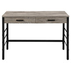 Acme Disho Wooden Writing Desk with USB Port in Light Weathered Oak and Black