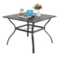 Sophia & William 37' Square Patio Outdoor Dining Table With 1.57' Umbrella Hole, All-Weather Resistant Table With E-Coating For 4 People, Black Metal Steel Slated Table For Garden Backyard Poolside