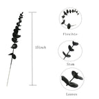 Tinsow Black Artificial Eucalyptus Stem Bulk Halloween Faux Eucalyptuses Wedding Bouquet Centerpiece Home Decor (65, Black)