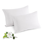 Horbaunal 2 Pack Microfiber Pillowcases Standard Size White Bed Pillow Cases with Envelope Closure, 1800 Thread Count Soft & Shr