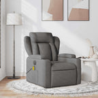 vidaXL Dark Gray Fabric Recliner Chair with 6-Point Vibration Massage, Adjustable Backrest & Footrest, Cup Holders, Side Pocket, Padded Seat, Perfect for Living Room or Home Theater Seating