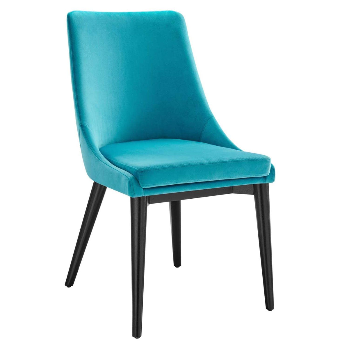 Modway Viscount 19&Quot; Modern Performance Velvet Dining Chair In Black/Blue