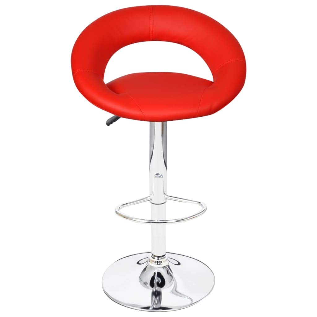 vidaXL Bar Stools Set of 2, Adjustable Height, Swivel Mechanism, Red Faux Leather and Iron Frame, Modern Design Suitable for Home Bars, Kitchen Counters and Bistro Pub Tables