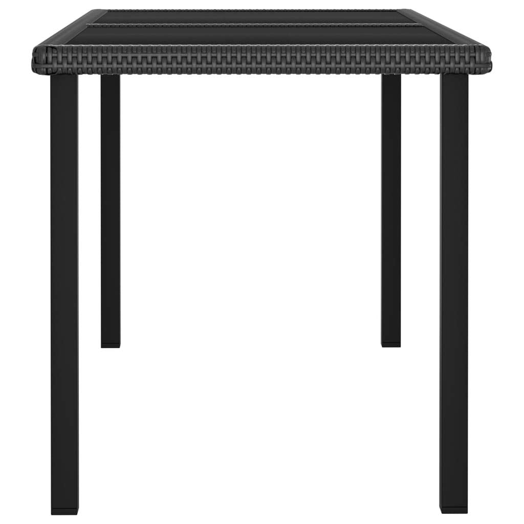 vidaXL Patio Dining Table, 55.1&quot;x27.6&quot;x28.7&quot;, Black, Modern Outdoor Table Made of Poly Rattan, Powder-Coated Steel and Tempered Glass
