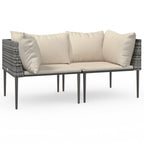 vidaXL Gray Poly Rattan Patio Corner Sofas with Beige Cushions - Modern and Elegant Design, Weather Resistant Material, and Comfortable Seat Experience with Modular Configurations