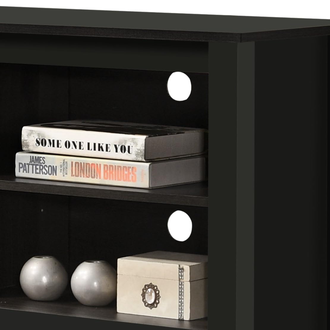 Lilola Home Benito Dark Dusty Brown 70' Wide TV Stand with Open Shelves and Cable Management