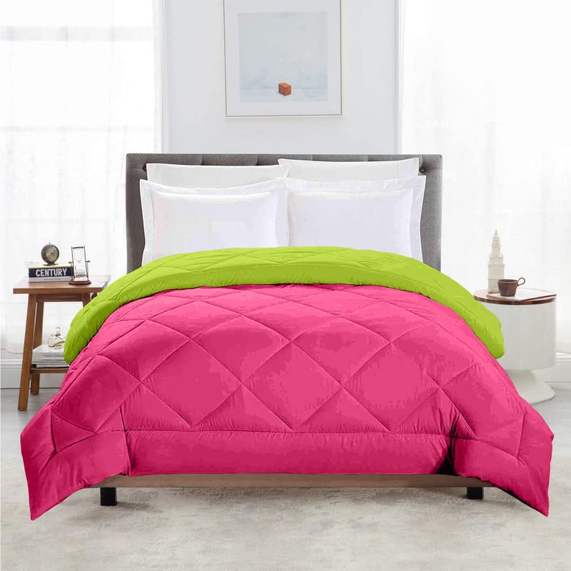 TundwalS Microfiber Reversible Solid Extra Comfort & Soft Comforter||Blanket Single Bed 210 Gsm Quilt Pink  P Green 1 (Piece)