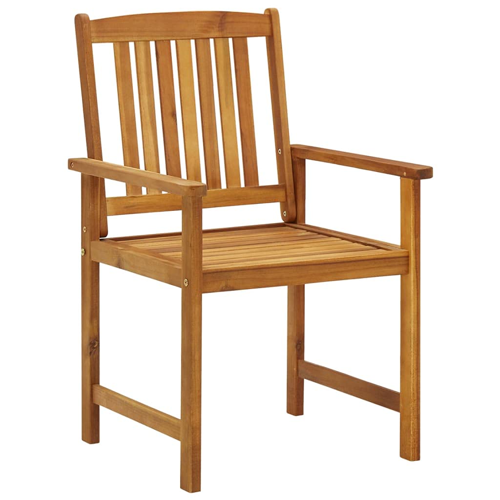 vidaXL Acacia Wood Patio Chairs – Rustic Farmhouse Style Outdoor Seating with Cream Cushions Ideal for Garden, Patio, and Deck - Set of 2