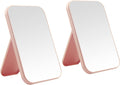Nutair 2Pcs Desktop Makeup Mirror, 8-Inch Portable Princess Mirror,Table Desk Wall Hanging Dual-Purpose Square Mirror Pink