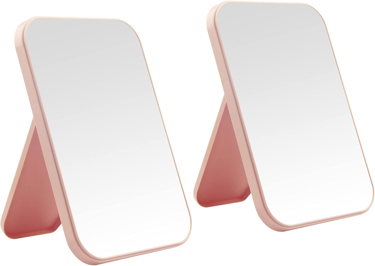Nutair 2Pcs Desktop Makeup Mirror, 8-Inch Portable Princess Mirror,Table Desk Wall Hanging Dual-Purpose Square Mirror Pink