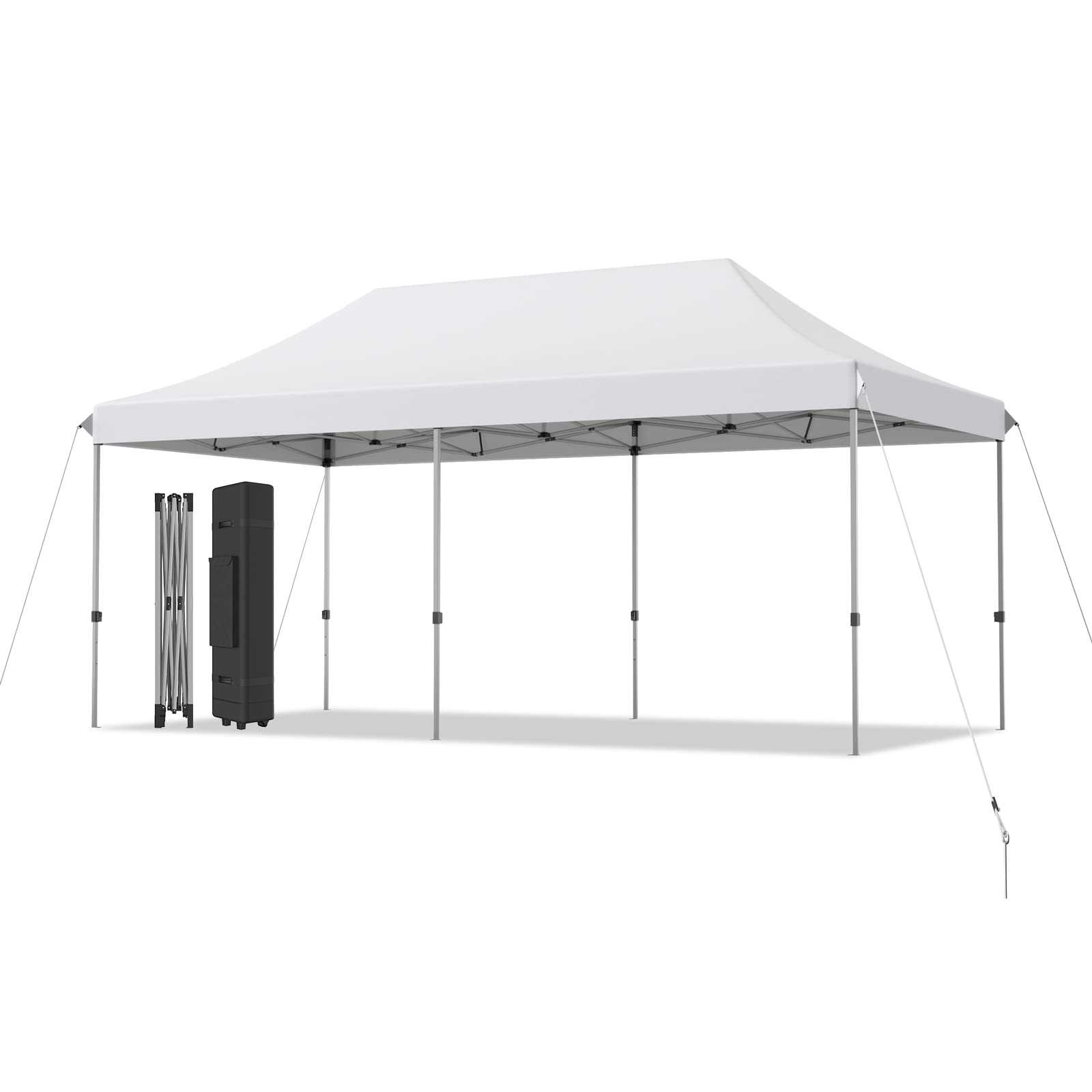 Tangkula 10X20 Ft Pop Up Canopy Tent, Easy Set-Up Outdoor Commercial Instant Tent With Roller Bag, 3 Adjustable Heights, Portabl