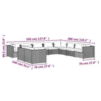 vidaXL Patio Lounge Set, 10-Piece with Cushions - Black Poly Rattan and Powder-Coated Steel Frame, Modular Design, Water-Resistant - Perfect Outdoor Furniture for Garden or Poolside