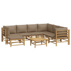 vidaXL 8 Piece Patio Lounge Set with Taupe Cushions Bamboo