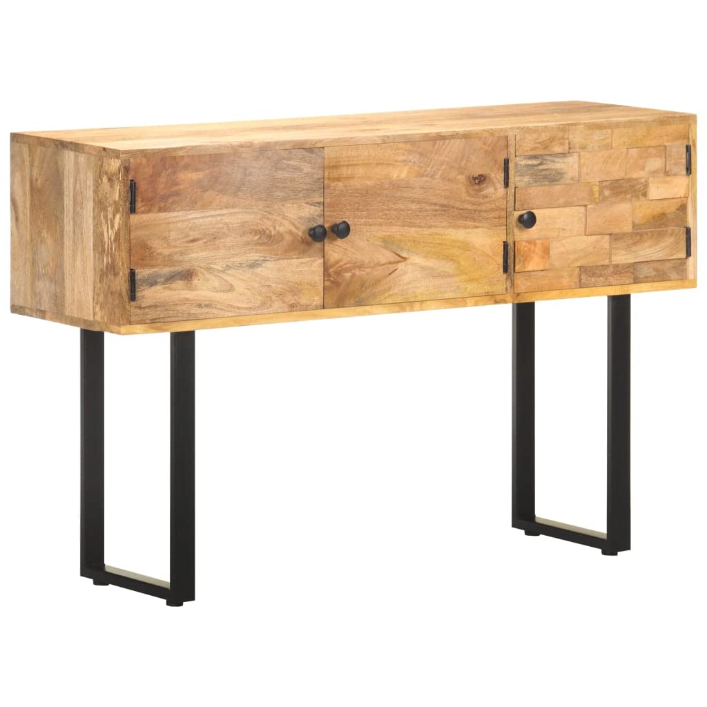 vidaXL Solid Mango Wood Sideboard - Industrial Look, Two Compartments Behind Three Doors, Durable Construction, Easy Assembly, Unique Craftmanship