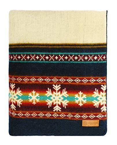 HomeRoots Ultra Soft Blue and Ivory Kids Sledding Handmade Queen Size Woven Blanket