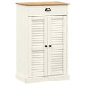 vidaXL White Shoe Cabinet with Doors - Solid Pine Wood Shoe Storage with 2 Shelves, 1 Drawer, Metal Handles, and Shutter Design - Dimensions 23.6" x 13.8" x 37.8" for Entryway or Bedroom