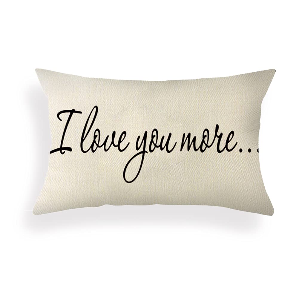 Ogiselestyle Farmhouse Pillow Covers With I Love You More Quotes 12' X 20' Lumbar Pillow Covers Home Decorative Linen Cushion