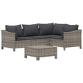 vidaXL 5-Piece Outdoor Patio Lounge Set with Cushions in Gray, Weather-Resistant Poly Rattan Material, Modular Design, Comfortable Padded Seats & Back