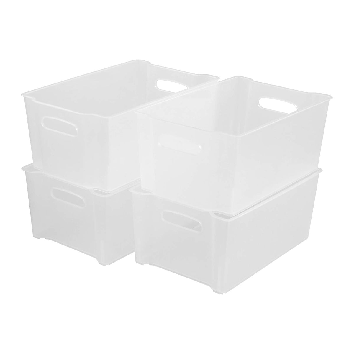 Tyminin Plastic Stackable Fridge Storage Basket Freezer Bin, 4 Packs