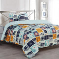 Sapphire Home 6 Piece Sports Squares Twin Bedding Set For Boys, Bed In A Bag, Kids Comforter Set With Bed Sheets, Pillow Case, T