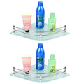 MOTIQO Flower Frosted Glass Corner Shelf for Bathroom, Bathroom Shelf for Wall, Racks and Shelves, Kitchen Corner Shelf, Bathroo