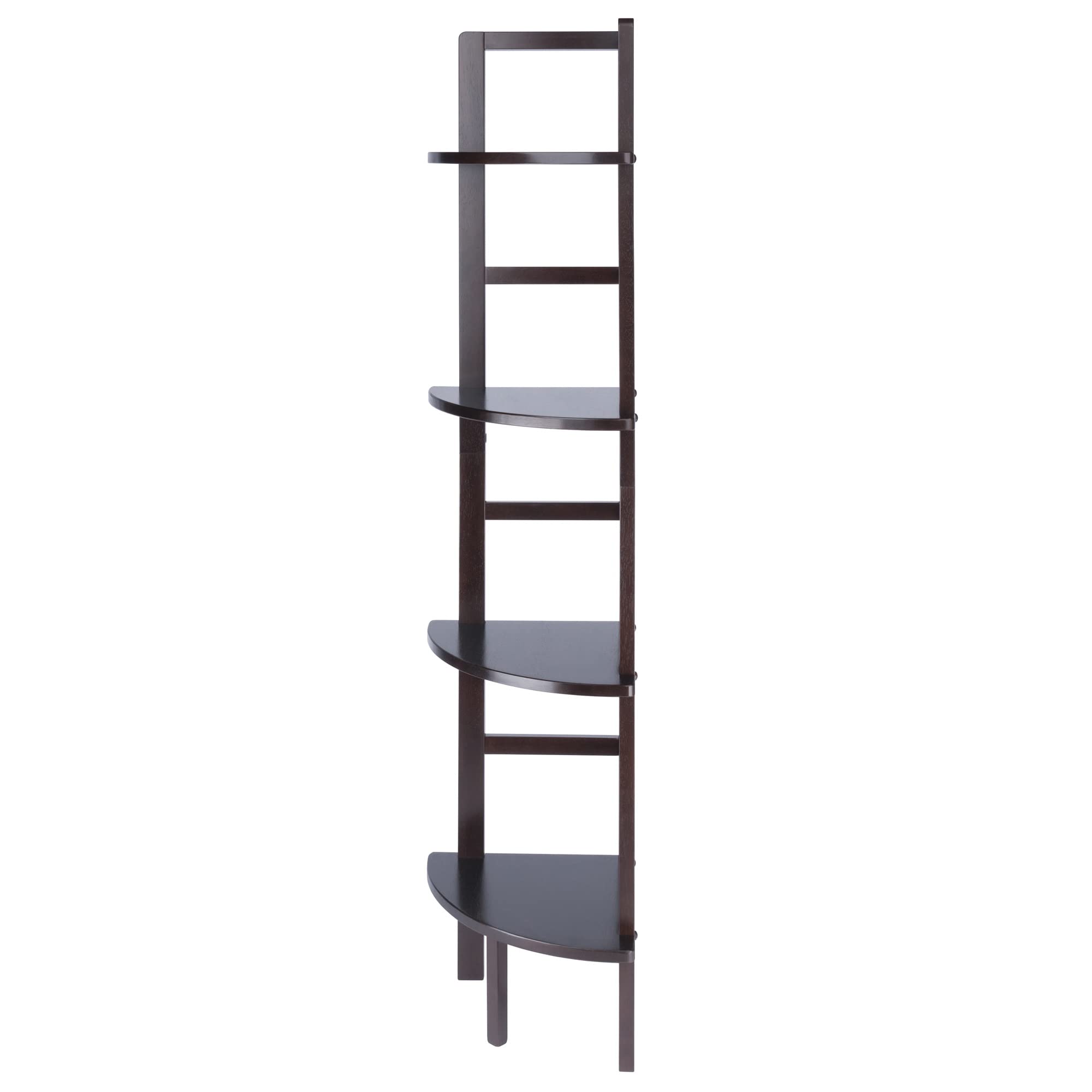 Ergode Aiden Narrow Baker's Rack | Antique Tuscan Design | Compact & Versatile | Solid Wood | Coffee Finish | 4 Shelves | Easy Assembly (23561-VV) (23561-VV)