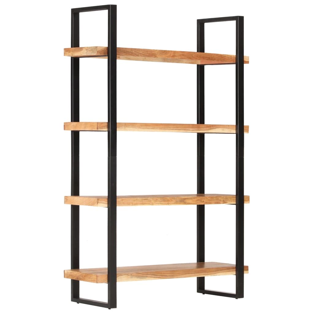 vidaXL Bookcase, Open Shelf 4-Tier Bookcase, Wall Bookshelf for Office Living Room, Freestanding Shelving Unit, Industrial, Solid Acacia Wood