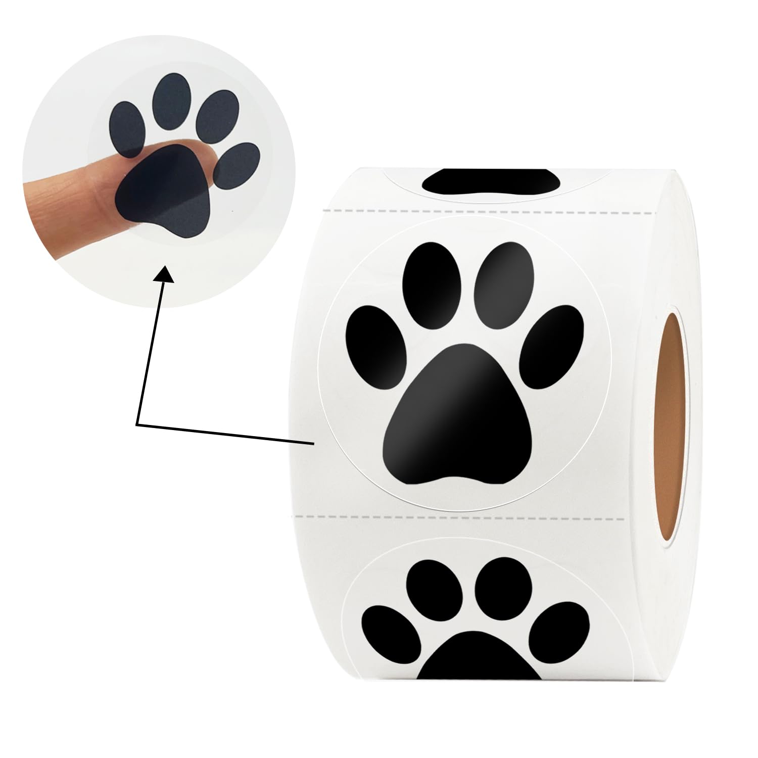 Yeachlaing Paw Print Stickers,1.5 ' Clear Round Bear Paw Print Stickers Dog Puppy Paw Stickers Bear Paw Stickers With Perforati